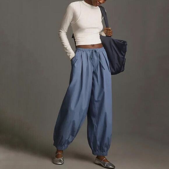 Anthropologie Blue The Mossa Parachute Pants Sz M - Picture 1 of 12